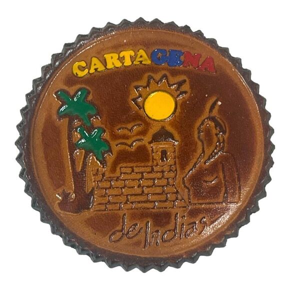 Columbia Handcrafted Leather Coasters Set Of 6 WIth Holder Colombian Souvenirs - Picture 3 of 16